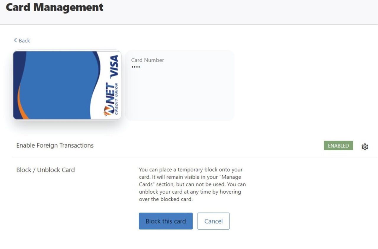 Card Management Available in Digital Banking - NET Credit Union